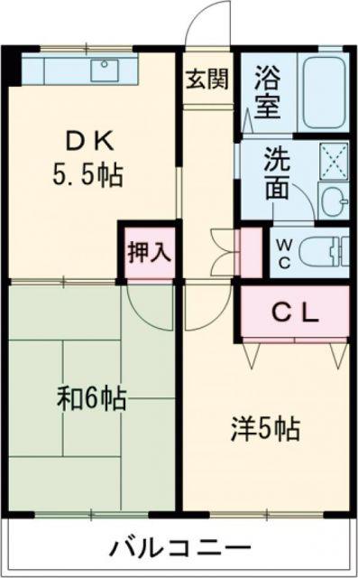 ラフォーレ(2DK/2階)の間取り写真