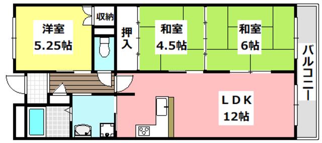 グランドールII(3LDK/8階)の間取り写真