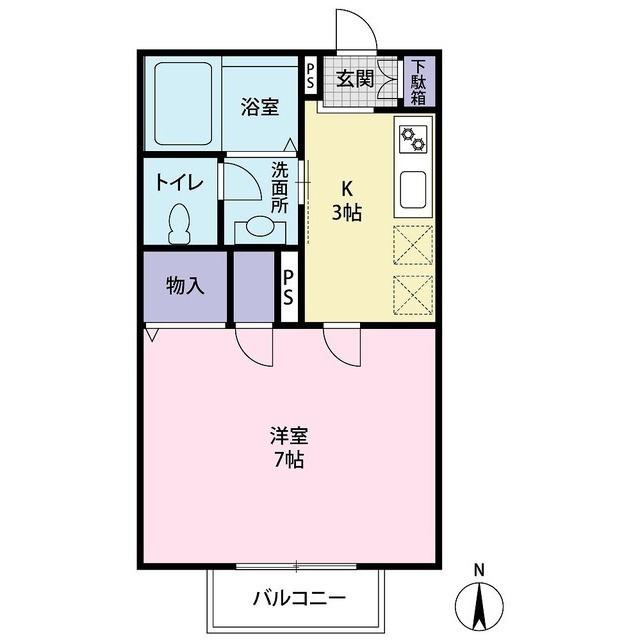 メゾンドパストラル弐番館(1K/1階)の間取り写真