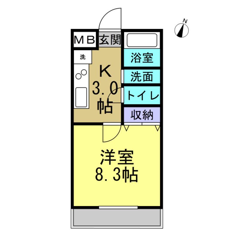 I-STAGE唐崎(1K/2階)の間取り写真