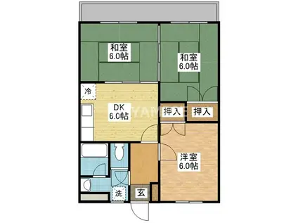 夢ハウス(3DK/3階)の間取り写真