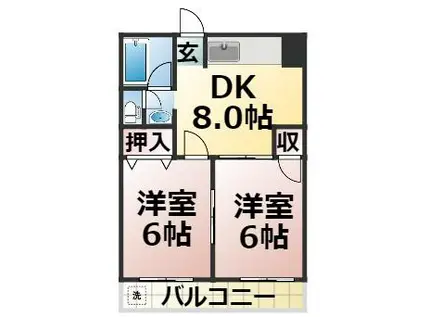 クリーンビル(2DK/4階)の間取り写真