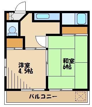 コーポ松山(2K/2階)の間取り写真