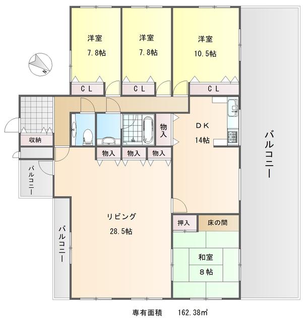 サンシティドムス鴨川(4LDK/3階)の間取り写真