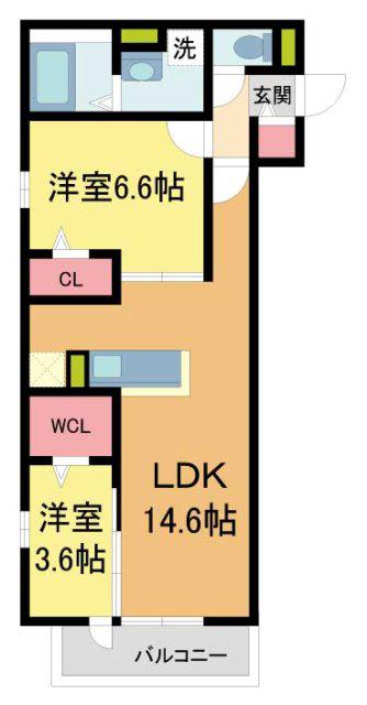 RAFFINATO東灘(2LDK/3階)の間取り写真