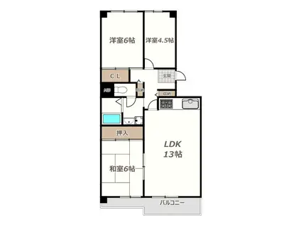 あべのC1コーポ(3LDK/14階)の間取り写真