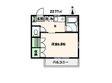 ミレハイム(1K/2階)の間取り写真
