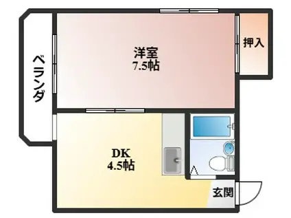 蛍池ホワイトマンション(1DK/2階)の間取り写真