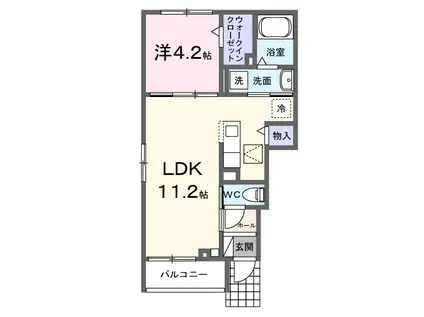 クォーツハウス(1LDK/1階)の間取り写真