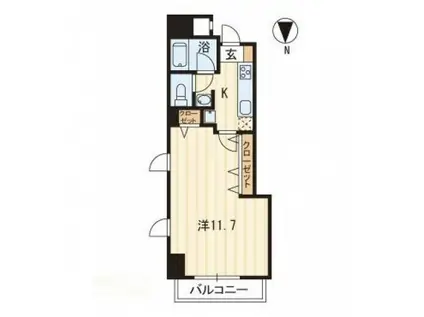 ソレアード古新町(1K/4階)の間取り写真