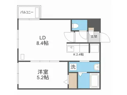 ワンペア月寒西(1LDK/1階)の間取り写真