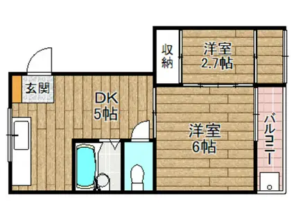 明田マンション(2DK/2階)の間取り写真