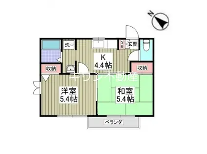 コンフォーレハイムグリーン(2K/2階)の間取り写真