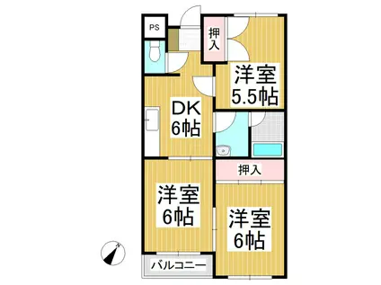 長瀬ロイヤルレジデンスB棟(3DK/4階)の間取り写真