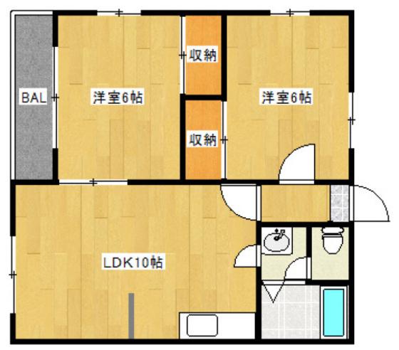 インフィールド牛田新町(2LDK/2階)の間取り写真
