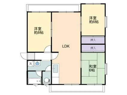 グリーンハイツミユキ(3LDK/2階)の間取り写真