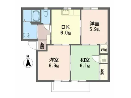 ヴェルディハイツC棟(3DK/2階)の間取り写真