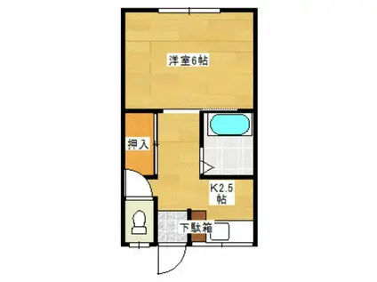 若葉荘(1K/1階)の間取り写真