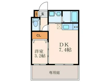 マレッタ京都天神川(1DK/1階)の間取り写真