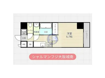 シャルマンフジ大阪城南(1K/2階)の間取り写真