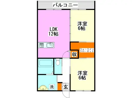 フリーチェレガロ(2LDK/1階)の間取り写真