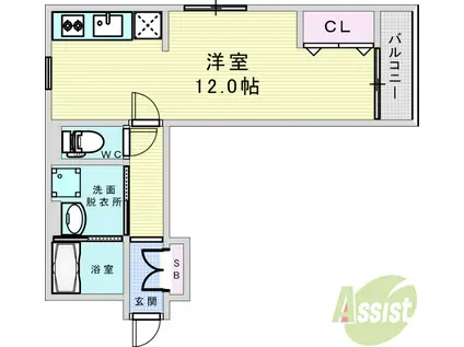 庄内マンション(ワンルーム/2階)の間取り写真
