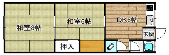栄町ハイツ(2DK/2階)の間取り写真