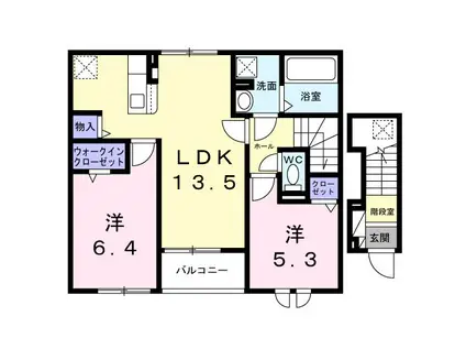 サンライズ・MITO B(2LDK/2階)の間取り写真