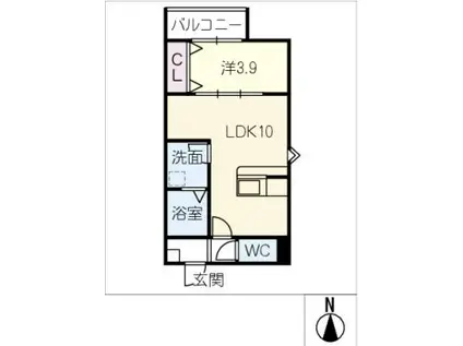 LECOCON岩倉V(1LDK/3階)の間取り写真