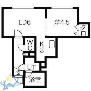 JUNJUNハウス発寒(1LDK/2階)の間取り写真