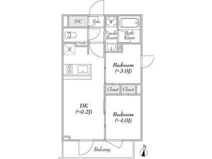 LUMIEC HONCHO イースト(2DK/2階)の間取り写真