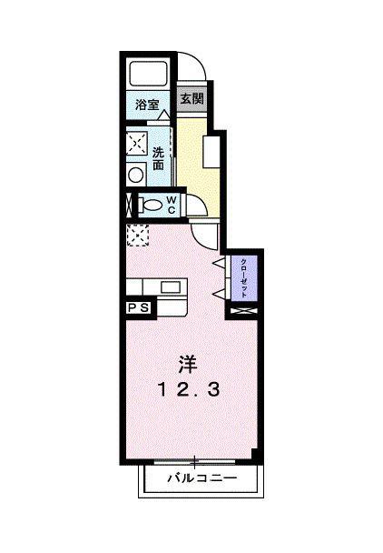OAZOA棟(ワンルーム/1階)の間取り写真