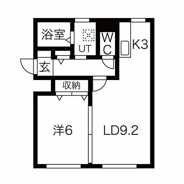 スカイハイツ伏見(1LDK/2階)の間取り写真
