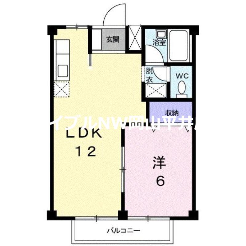 シティハイツ片岡(1LDK/2階)の間取り写真