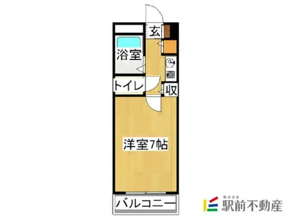 フローラル若林(1K/2階)の間取り写真