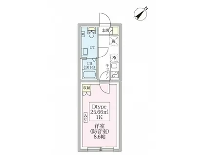 スカイラシクラス平和台(1K/2階)の間取り写真