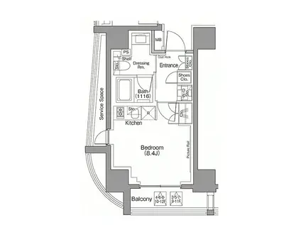 ザ・パークハビオSOHO南青山(ワンルーム/2階)の間取り写真