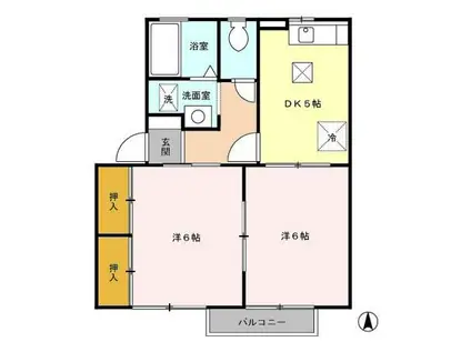 ソレーユ・マキ(2DK/1階)の間取り写真