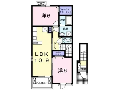 ラフレシールIIIA(2LDK/2階)の間取り写真