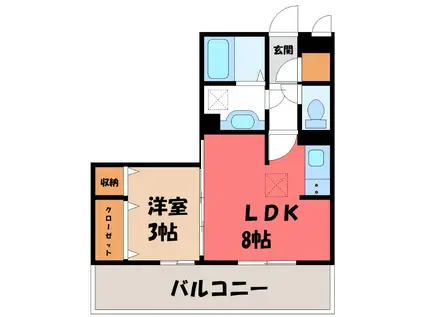 ジュネス稲荷塚(1LDK/1階)の間取り写真