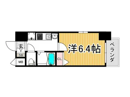 エステムプラザ神戸水木通グランクロス(1K/7階)の間取り写真