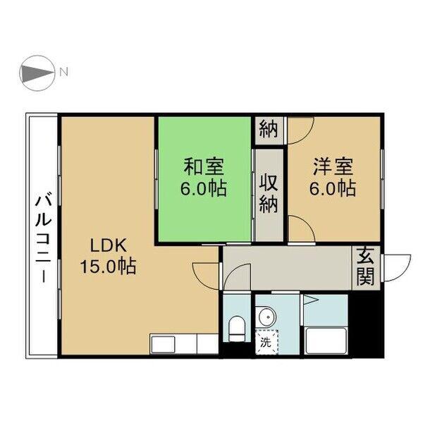 メゾン稲荷(2LDK/4階)の間取り写真