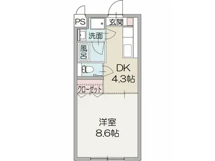 フレグランス(1DK/4階)の間取り写真