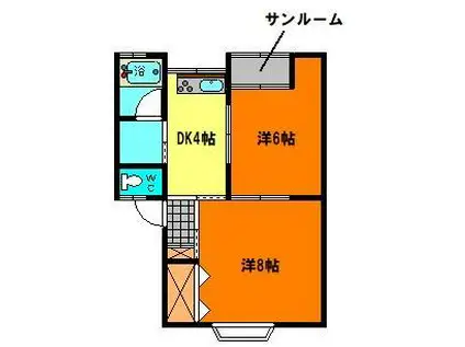 アーバンティKN(2DK/1階)の間取り写真