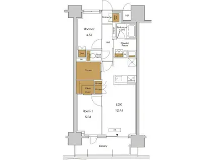 RJRプレシア東十条ガーデン(2SLDK/2階)の間取り写真