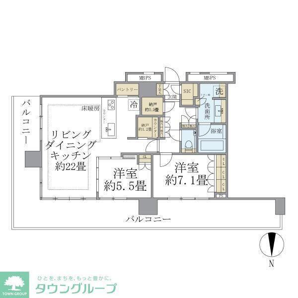 THE TOWER 湘南辻堂(2LDK/26階)の間取り写真