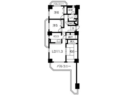 バンベール・グラン山手弐番館(3SLDK/4階)の間取り写真