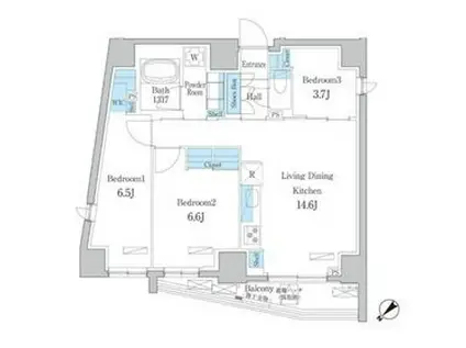 デュオフラッツ板橋大山(3LDK/14階)の間取り写真