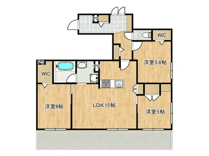 千年ヘーベルメゾン(3LDK/2階)の間取り写真