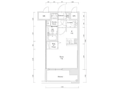 エンクレスト博多駅南FIT(1K/4階)の間取り写真